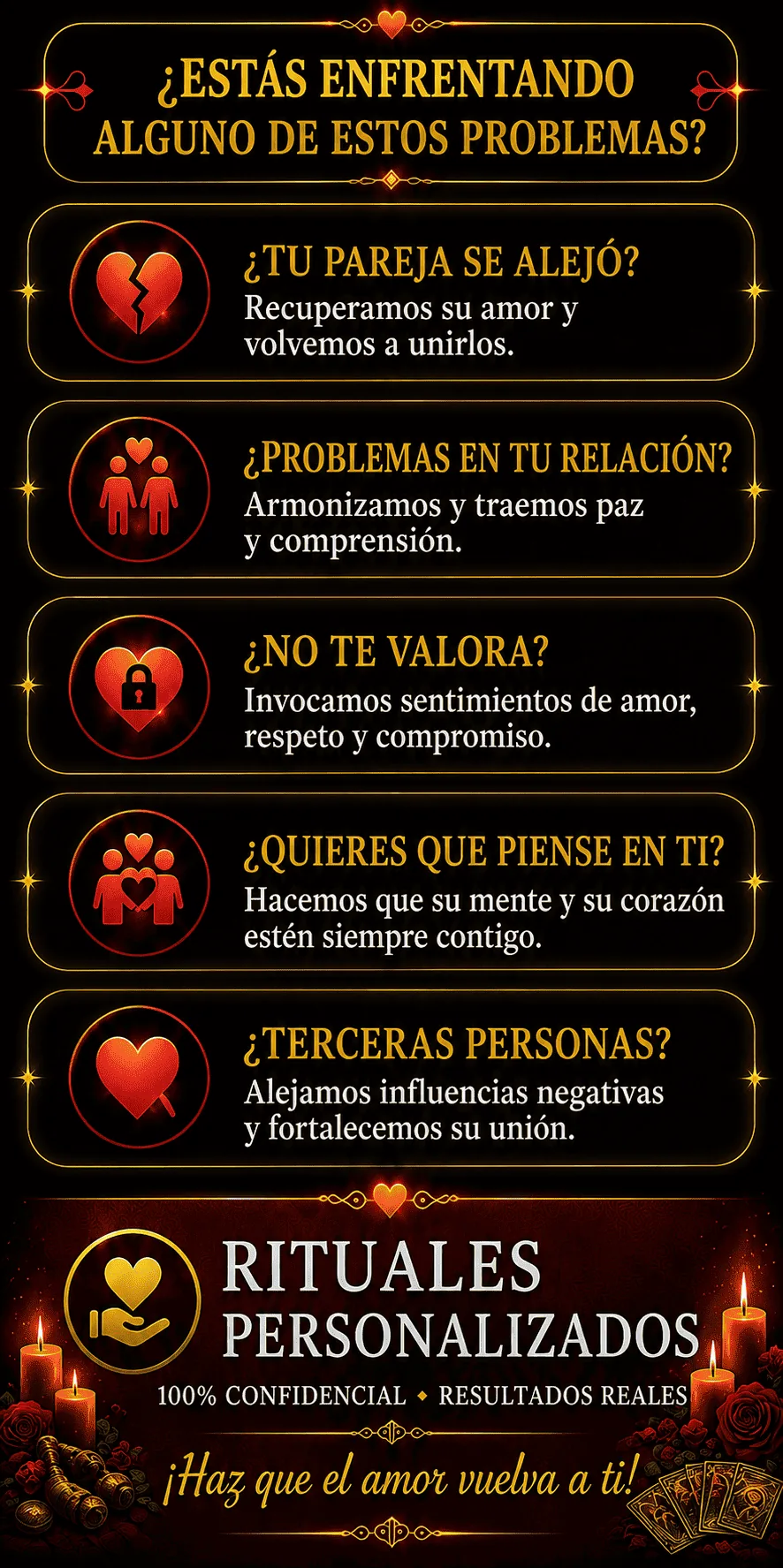 ¿Estás enfrentando alguno de estos problemas? Rituales personalizados para recuperar el amor